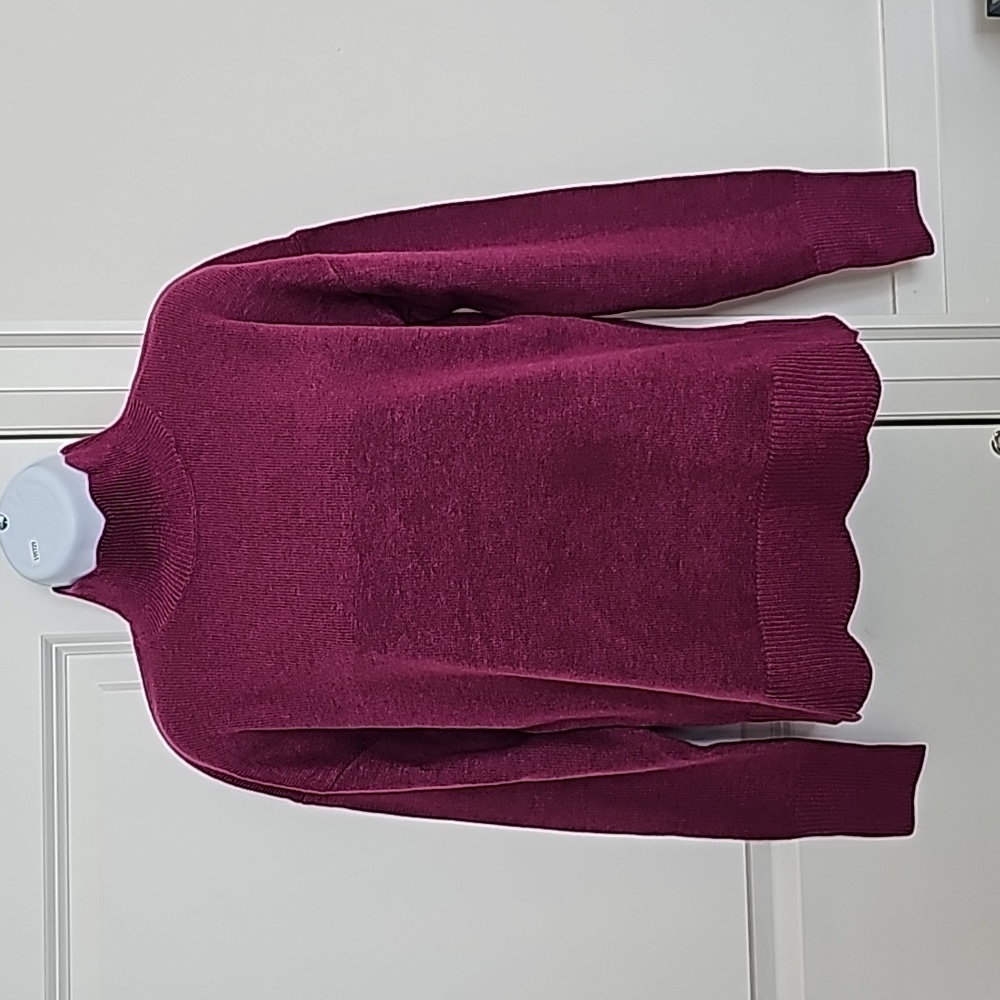 Soft Spongy Knit Sweater With Scalloped Edges